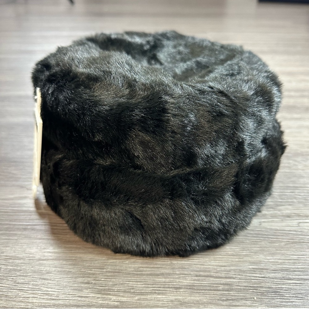 Faux Fur Black Hat Beanie NWT